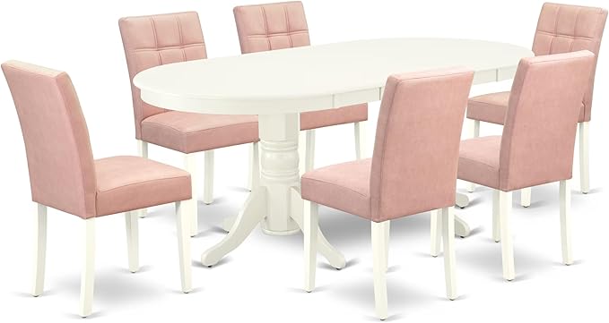 East West Furniture VAAS7-LWH-42 7 Piece Dining Table Set consists A Wooden by EastWestFurniture