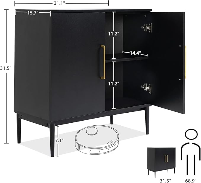 Modern Storage Cabinet, Free Standing Buffet Cabinet, Wood Accent Furniture - Image 2