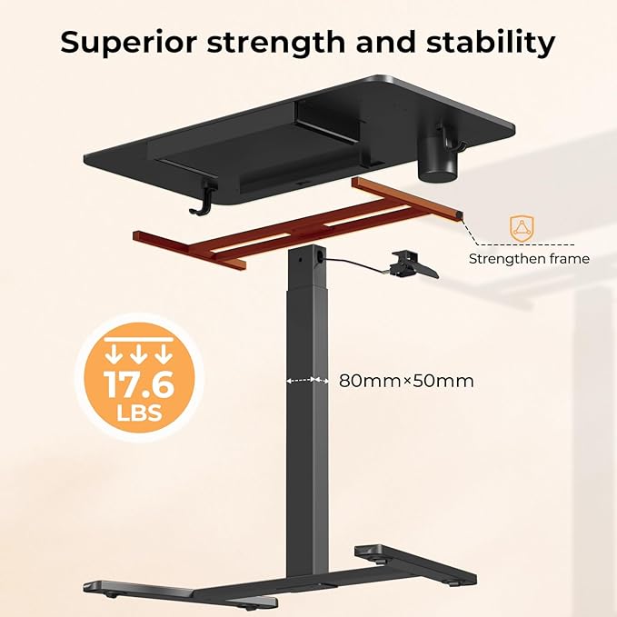 Mobile Standing Desk with Drawer, Rolling Laptop Cart on Wheels, Height - Image 7