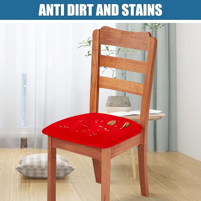 Smiry Velvet Seat Covers for Dining Room Chair Set of 6, Stretch Fit Removable - Image 3