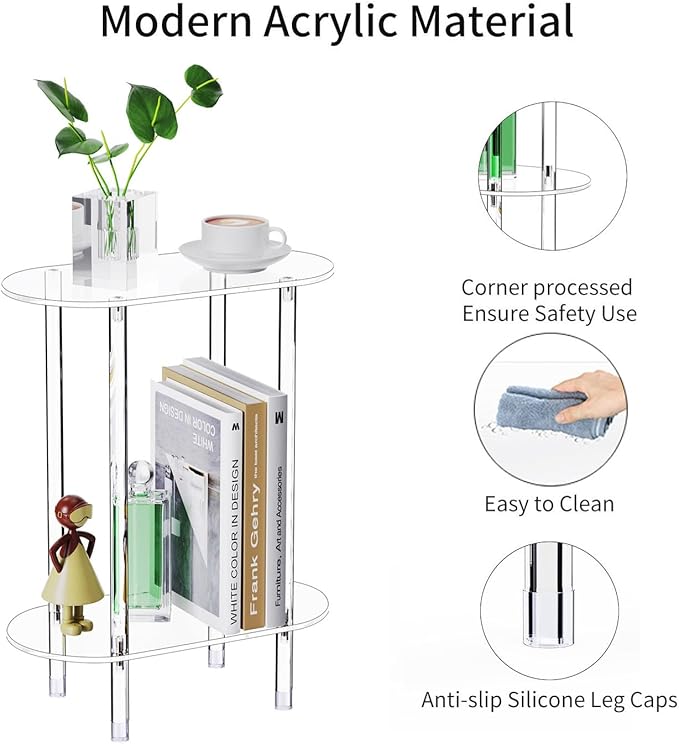 Clear Acrylic Narrow Side Table - Image 5