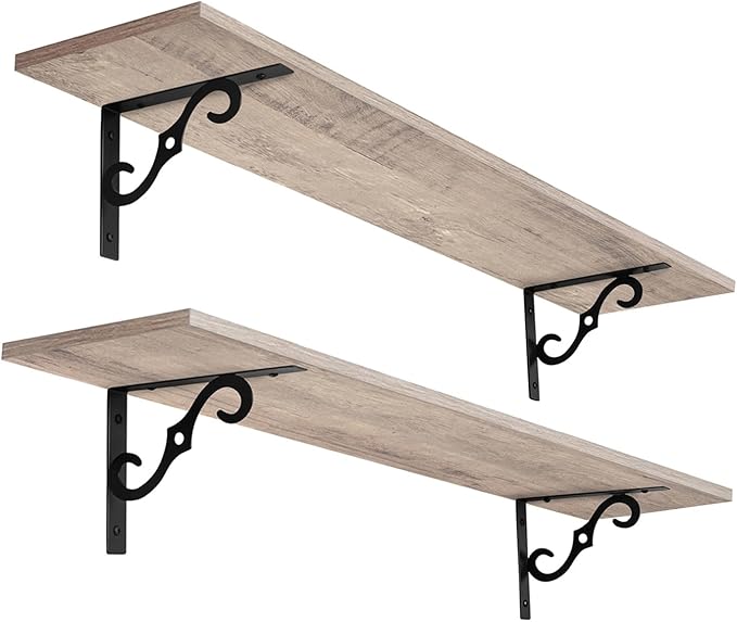 DINZI LVJ Long Wall Shelves, 31.5 Inch Large Floating Shelves Set of 2 by DINZILVJ
