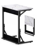 Tatub 24" Folding TV Tray Table, Marble C Shaped End Table by Tatub