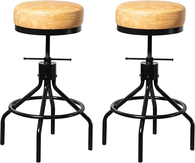 Swivel Bar Stools Set of 2 Adjustable Swivel Round Barstools Modern PU Leather by Unknown