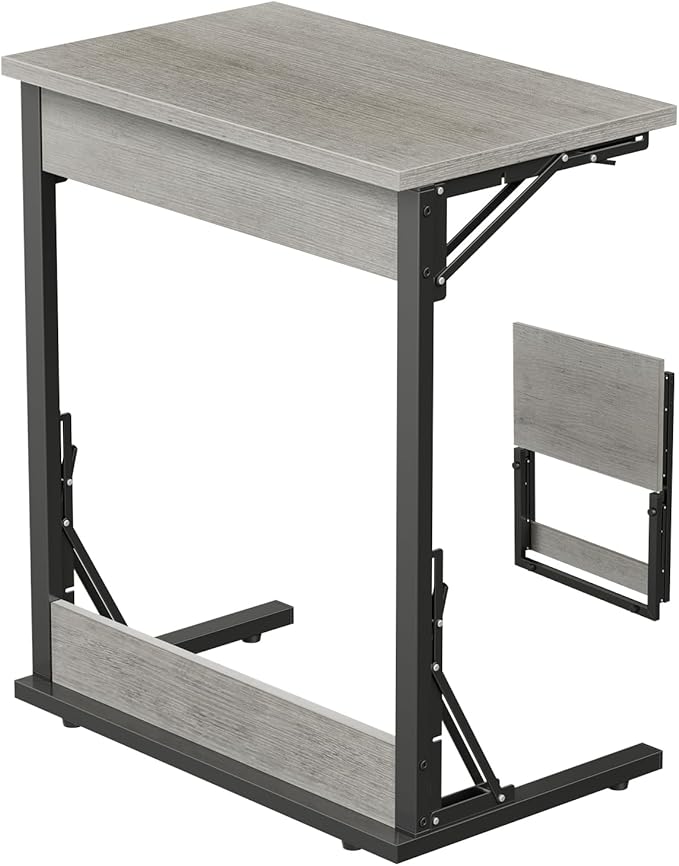 Tatub 24" Wide Folding C-Shaped End Table, Small Side Desk by Tatub
