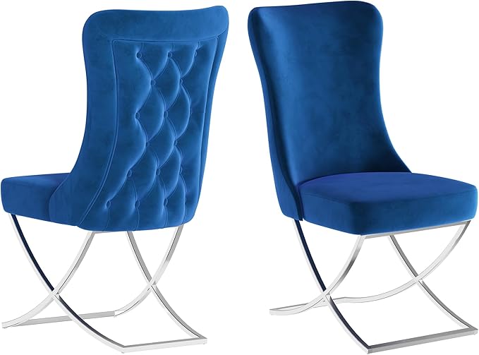 Ottomanson Royal Dining Chairs Set of 6 – Upholstered Tufted Microfiber by Ottomanson