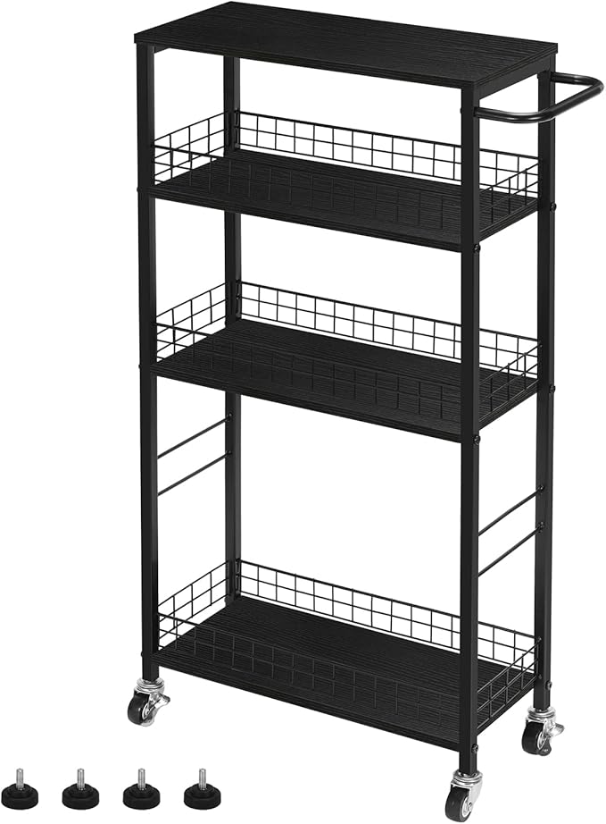 YBING Slim Storage Cart Kitchen Rolling Utility Cart on Wheels 4 Tier Mobile by YBING