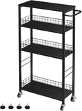 YBING Slim Storage Cart Kitchen Rolling Utility Cart on Wheels 4 Tier Mobile by YBING