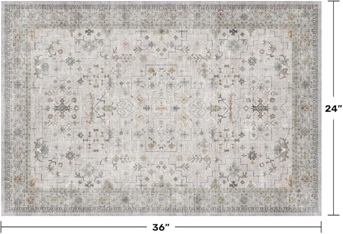 Light Grey Boho Bathroom Rug 2x3 - Image 2