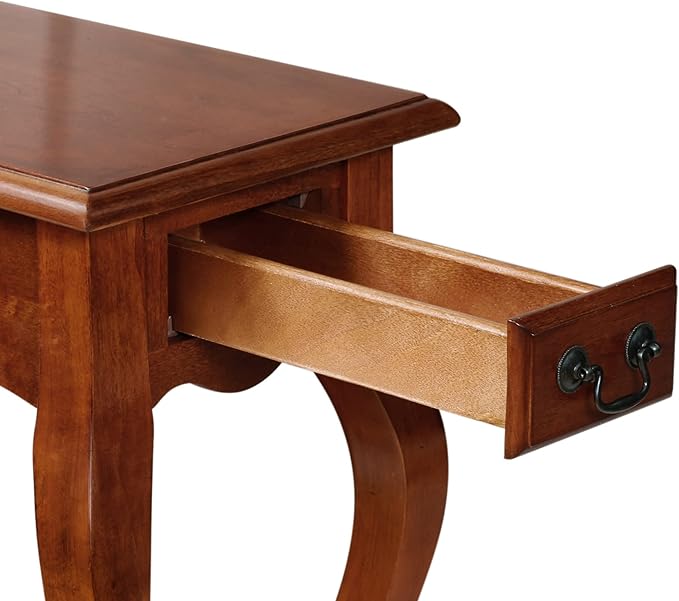Leick Home Side Table, One Drawer, French Cabriole Leg, Solid Poplar, 12.5 in W - Image 6