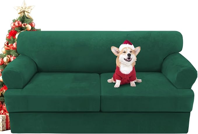H.VERSAILTEX Sofa Cover 3 Piece T Cushion Loveseat Slipcovers Thick Velvet by HVERSAILTEX