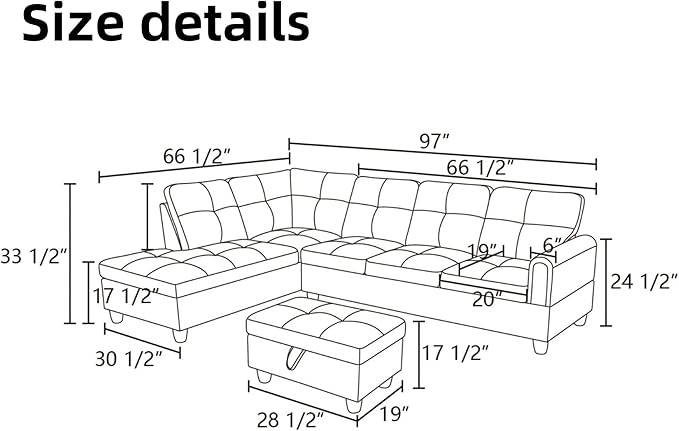 L Shaped Sectional Couches for Living Room, Modern Modular Sectional Sofa - Image 2