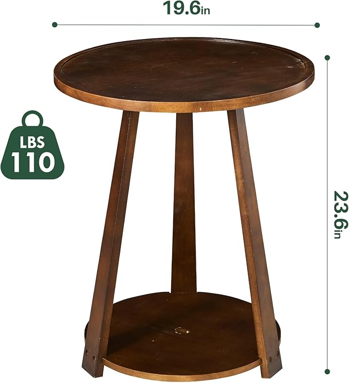 Round Solid Wood Side Table - Image 2