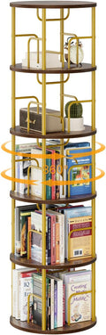 5 Tier Rotating Bookshelf, 360 Display Spinning Corner Bookshelf, Space-Saving by APPOLYN
