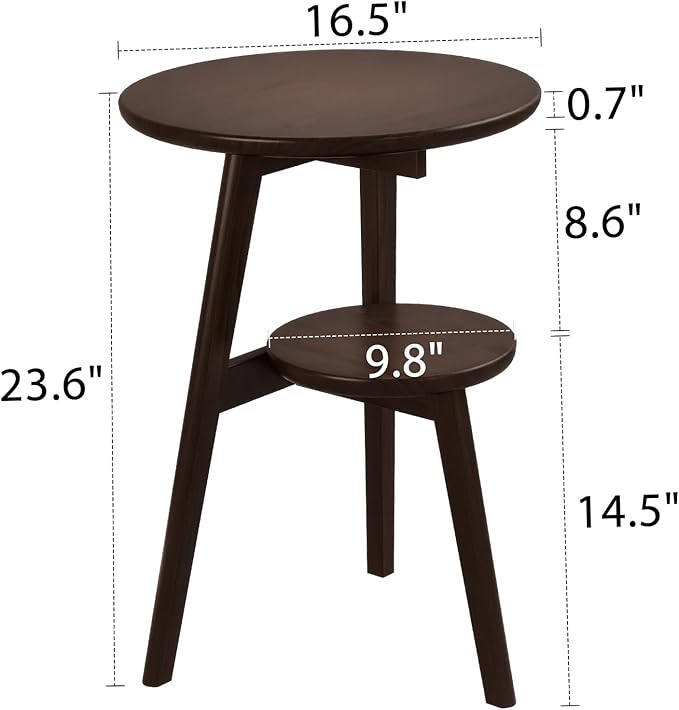 Small End Table Round End Table, Solid Wood Round Side Table - Image 3