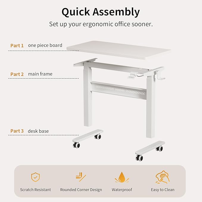 Mobile Walking Pad Desk with Wheels, Pneumatic Small Rolling Standing Desk - Image 4