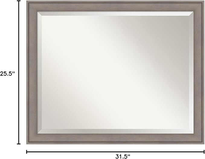Amanti Art Grey Wall Mirror 26x32 Greywash Rectangle Bathroom Mirror - Image 6