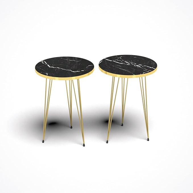 PAK HOME Set of 2 End Tables Round Wood Sofa Side Coffee Tables - Image 3