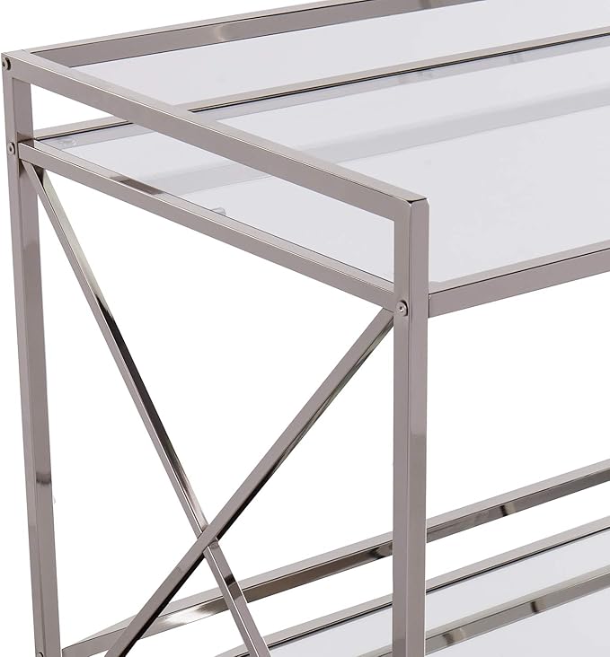 SEI FURNITURE Southern Enterprises Maxton Bar cart, Polished Silver - Image 7