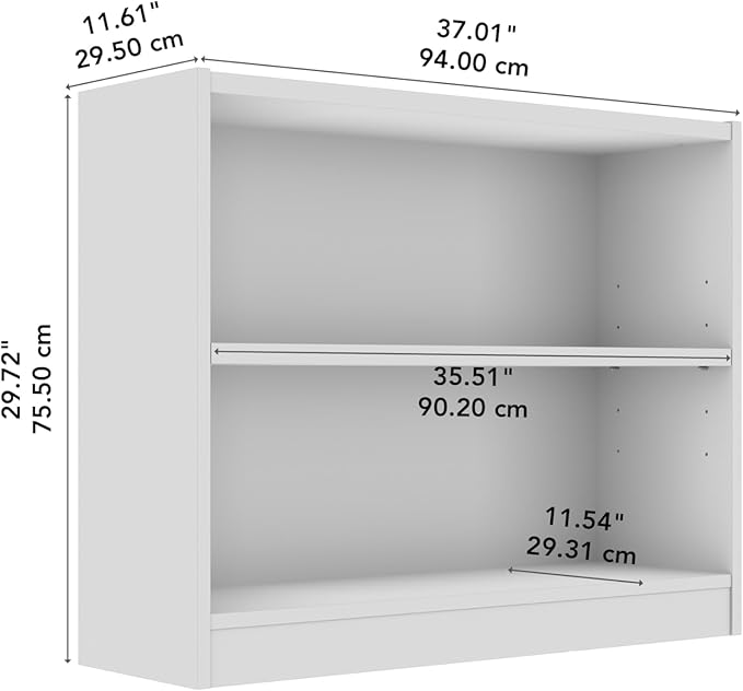 Bush Furniture Universal Small 2 Shelf Bookcase in Natural Elm, Low Storage and - Image 3