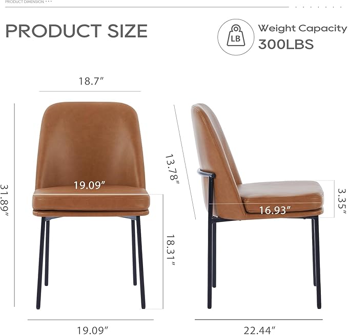 COLAMY Modern Dining Chairs Set of 2, Faux Leather Upholstered Kitchen Chairs - Image 5