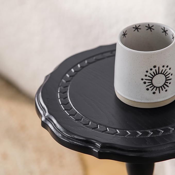 Drink Table, Small Side Table for Small Spaces, Round Solid Wood Modern Accent - Image 8