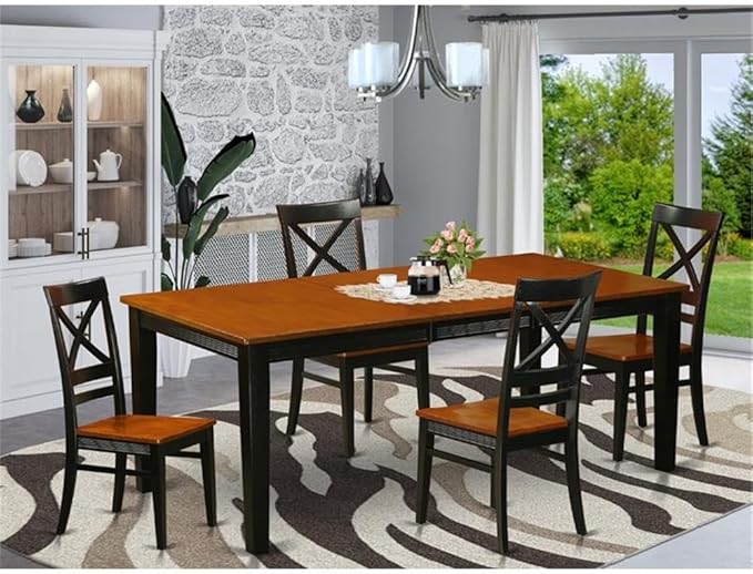 East West Furniture QUIN5-BLK-W 5 Piece Kitchen Table Set - Image 2