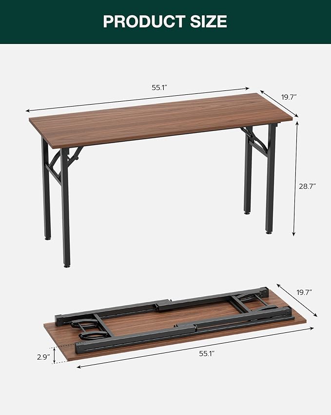 Frylr Small Folding Computer Desk – Portable 55.1 Inch Foldable Laptop Table - Image 2