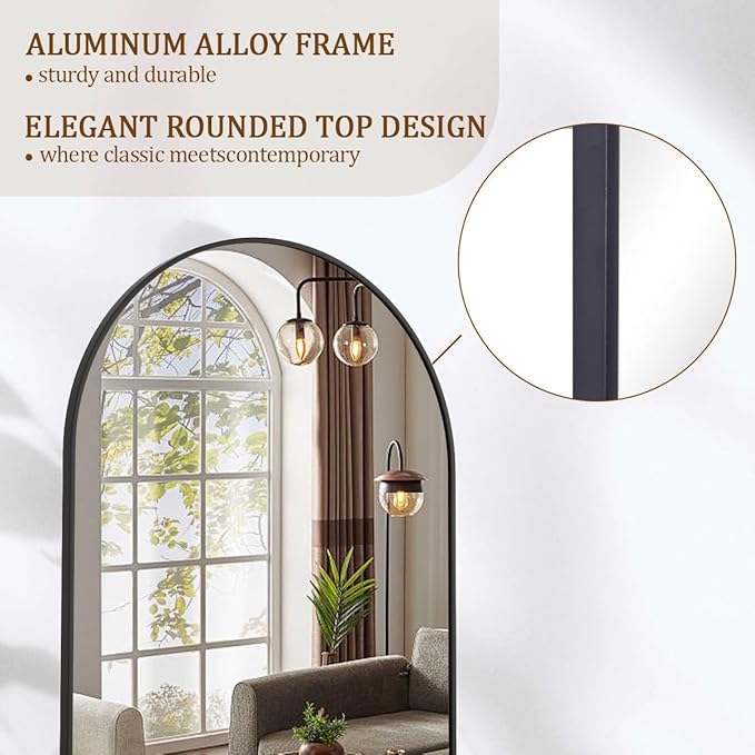 Koonmi Arched Full Length Mirror, Standing Hanging or Leaning Full Body Mirror - Image 5