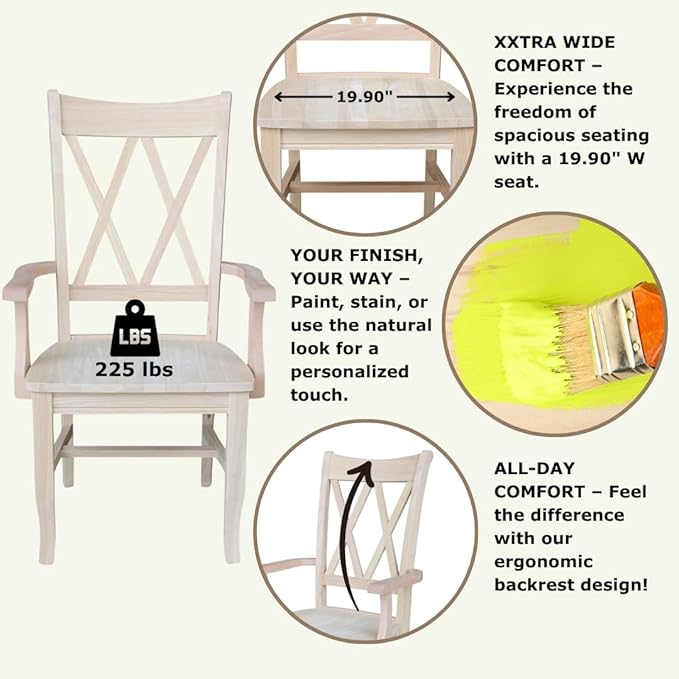 Solid Wood Double X-Back Dining Chair - Image 5