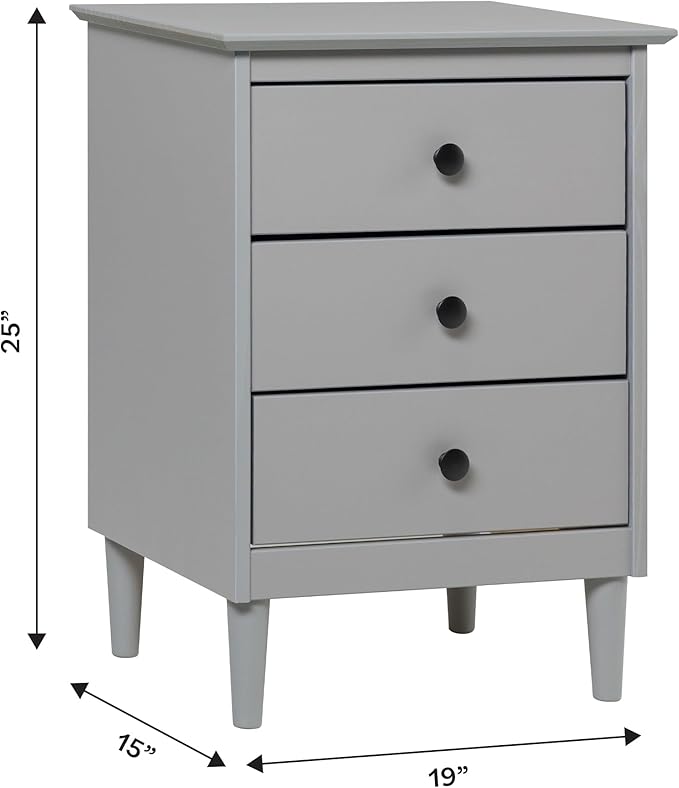 Walker Edison Myron Modern 3-Drawer Nightstand 25 Inch Grey - Image 3