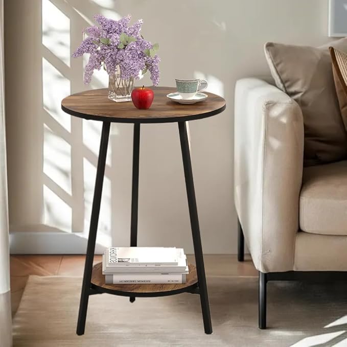 Side Table - Rustic End Couch Tables - Waterproof Metal Frame, by Unknown
