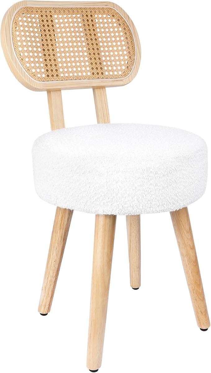 Rattan Dining Chair, Kitchen Dining Room Chairs, Mid Century Modern Boucle Chair by ZYBTtoCreateHappyMemories
