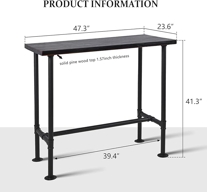 Diwhy DIY Industrial Design Pipe Dining Table Casual Pub BAR Laptop Table - Image 2
