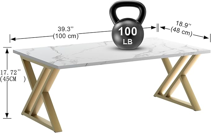 Coffee Table Living Room Table White Center Table, Simple Modern Faux Marble - Image 3