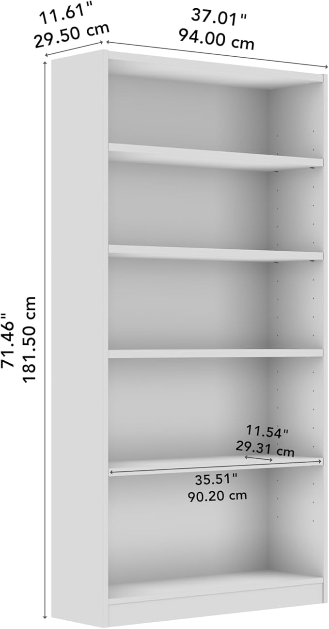Bush Furniture Universal Tall 5 Shelf Bookcase in Black Walnut, Vertical - Image 3