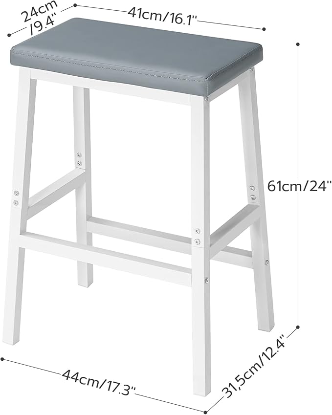 HOOBRO Bar Stools, PU Leather Upholstered Breakfast Stools, Easy Assembly - Image 3
