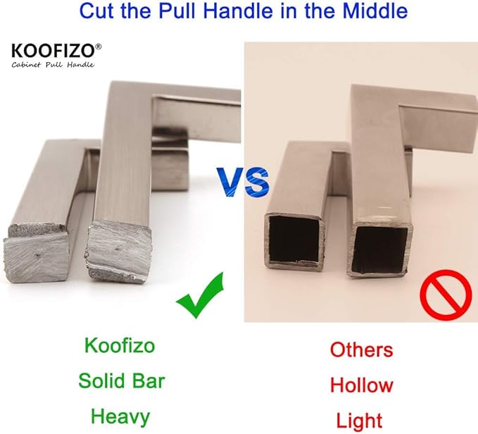 KOOFIZO 20-Pack Solid Square Bar Cabinet Handle - Image 6