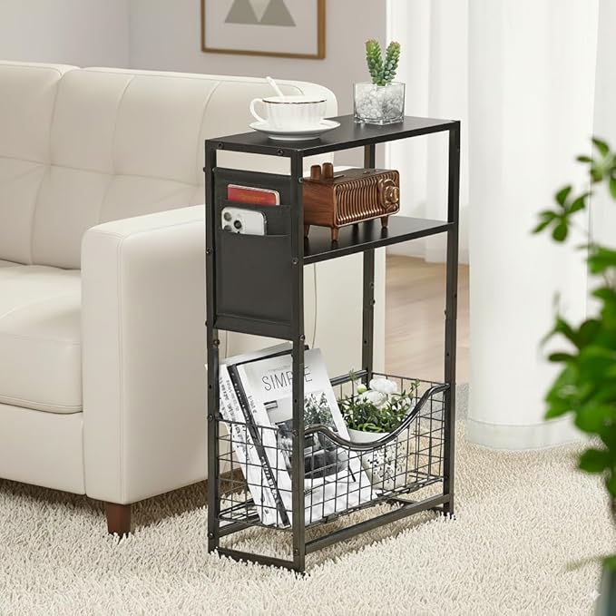 Narrow Side Table, Skinny Small End Tables by Zexvida