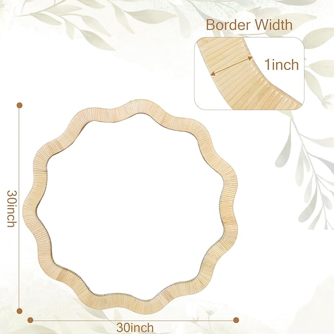 ULIKE Rattan Mirror for Wall, Bathroom 30 Inch Rustic Farmhouse Wall Decor - Image 2