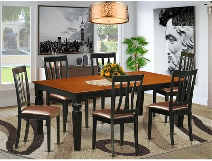 East West Furniture LGAN7-BCH-LC 7 Piece Dining Room Table Set Consist of a - Image 2