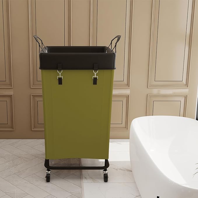 FLYBOX Laundry Hamper with Wheels, 160L Capacity, Steel Frame, Removable Canvas - Image 5