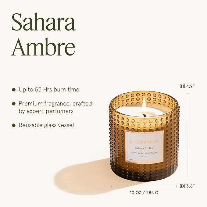 LA JOLIE MUSE Fall Candle | Sahara Amber Candles – Bergamot, Clove & Amber | 10 - Image 5