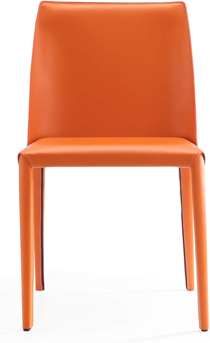 Manhattan Comfort Paris Modern Saddle Leather Dining Chairs, Metal Frame - Image 4