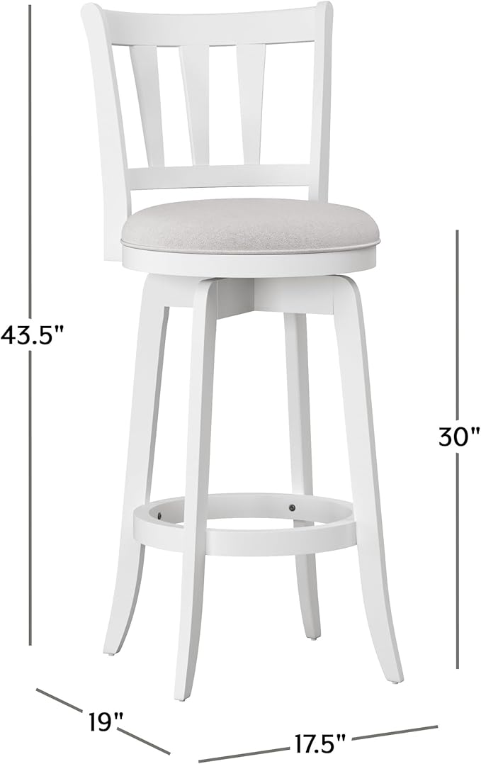 HILLSDALE Presque ISLE Wood BAR Height Swivel Stool White - Image 3
