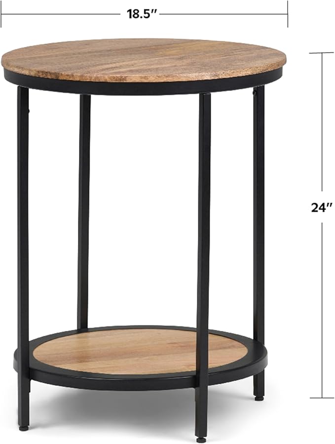 SIMPLIHOME Jenna Industrial 18 inch Wide Metal Round Accent Side Table in - Image 3