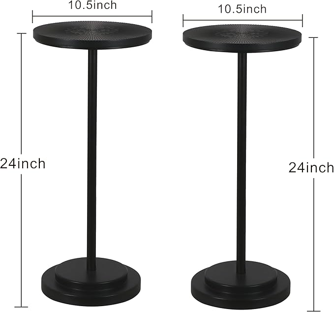 Drink Table Set of 2, Small Round Pedestal Side Table - Image 2