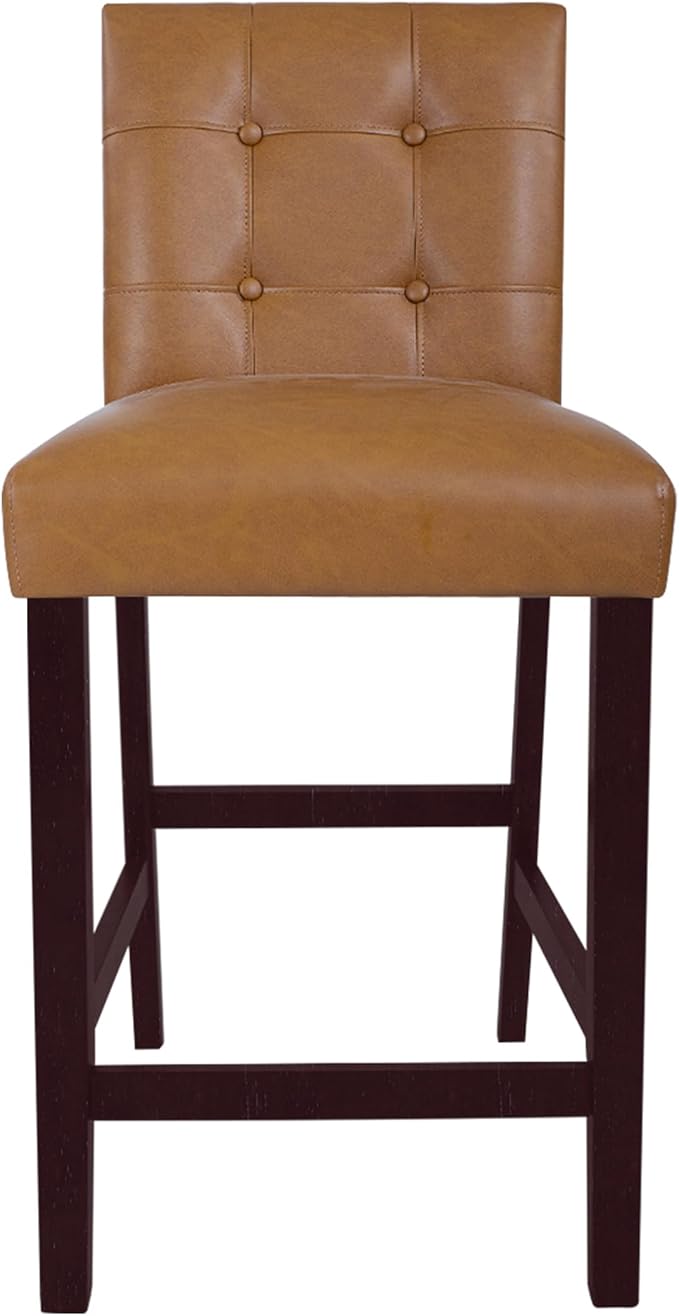 HomePop 24" Upholstered Button Tufted Leatherette Counter Height Barstool Chairs - Image 4