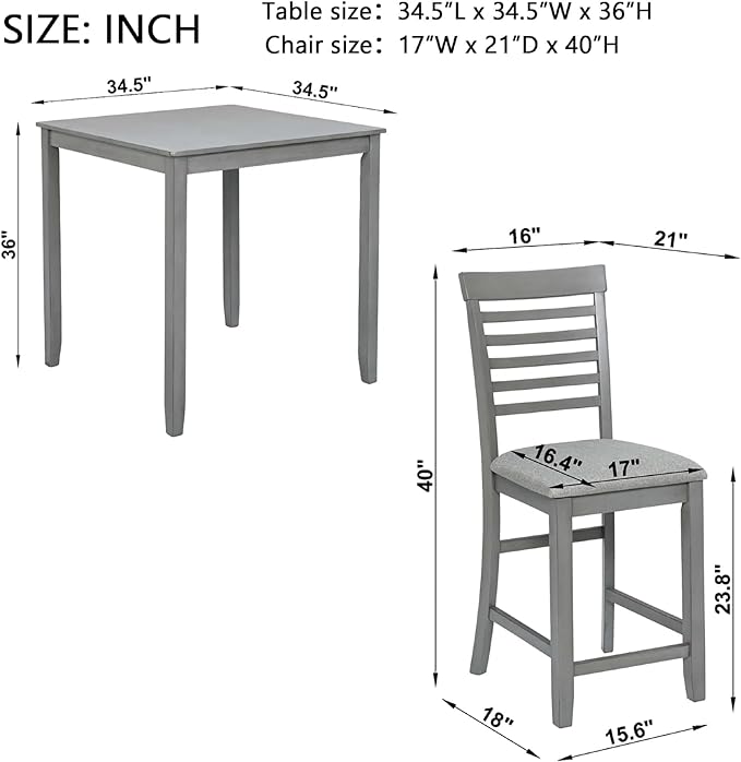 Dining Table Set for 4, Modern 5 Piece Dining Room Table Set - Image 2