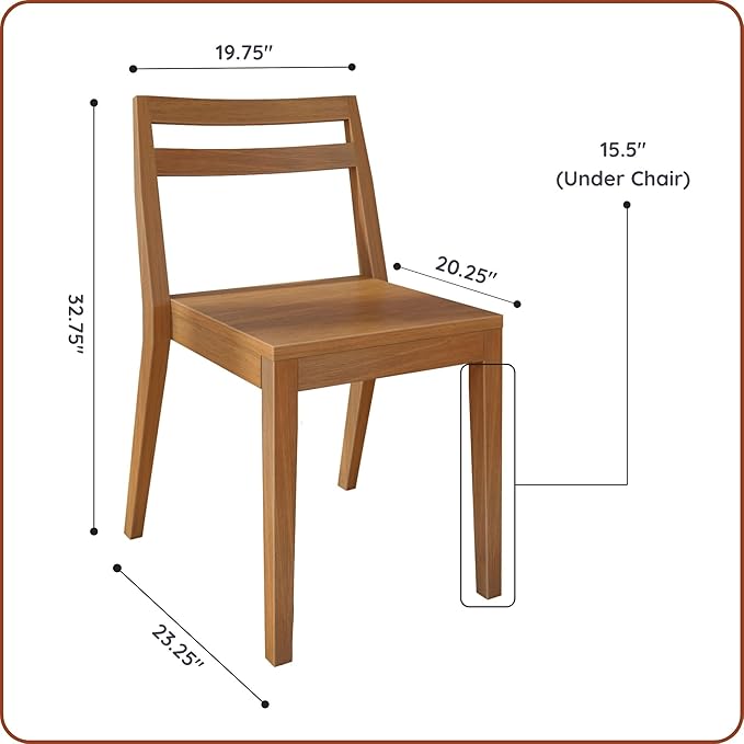 Grain & Grove Davie Dining Room Chairs Set of 4, Solid Wood Modern Kitchen Chair - Image 2